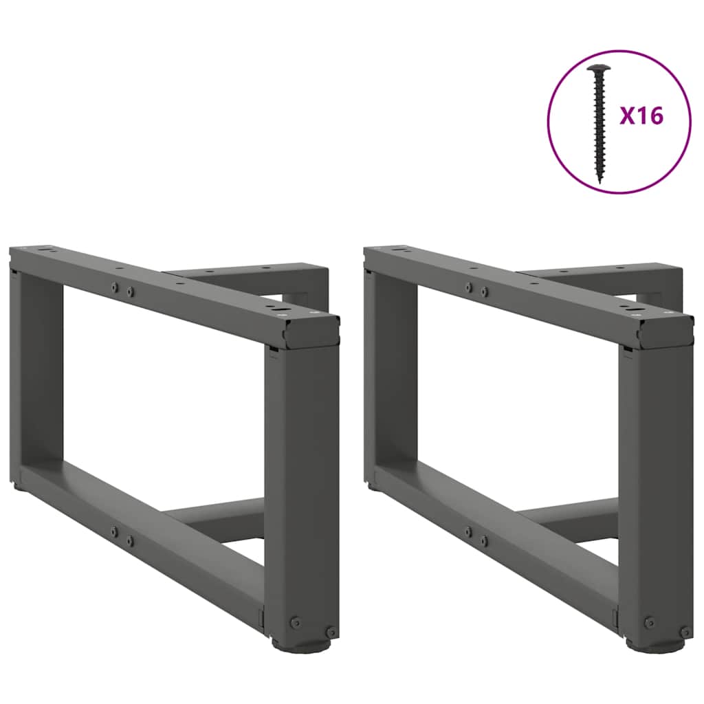 Anthracite Steel T-Shaped Coffee Table Legs 2 Pcs, Adjustable 60x25 cm