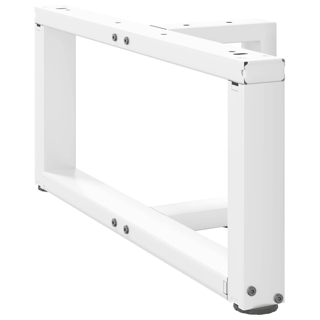 White Steel Coffee Table Legs, T-Shaped, 2 pcs, Adjustable Height.
