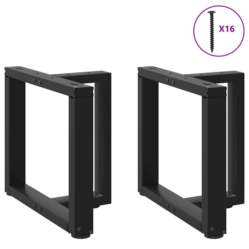 Black Steel T-Shaped Coffee Table Legs, 2 pcs, Adjustable 50x25x42 cm
