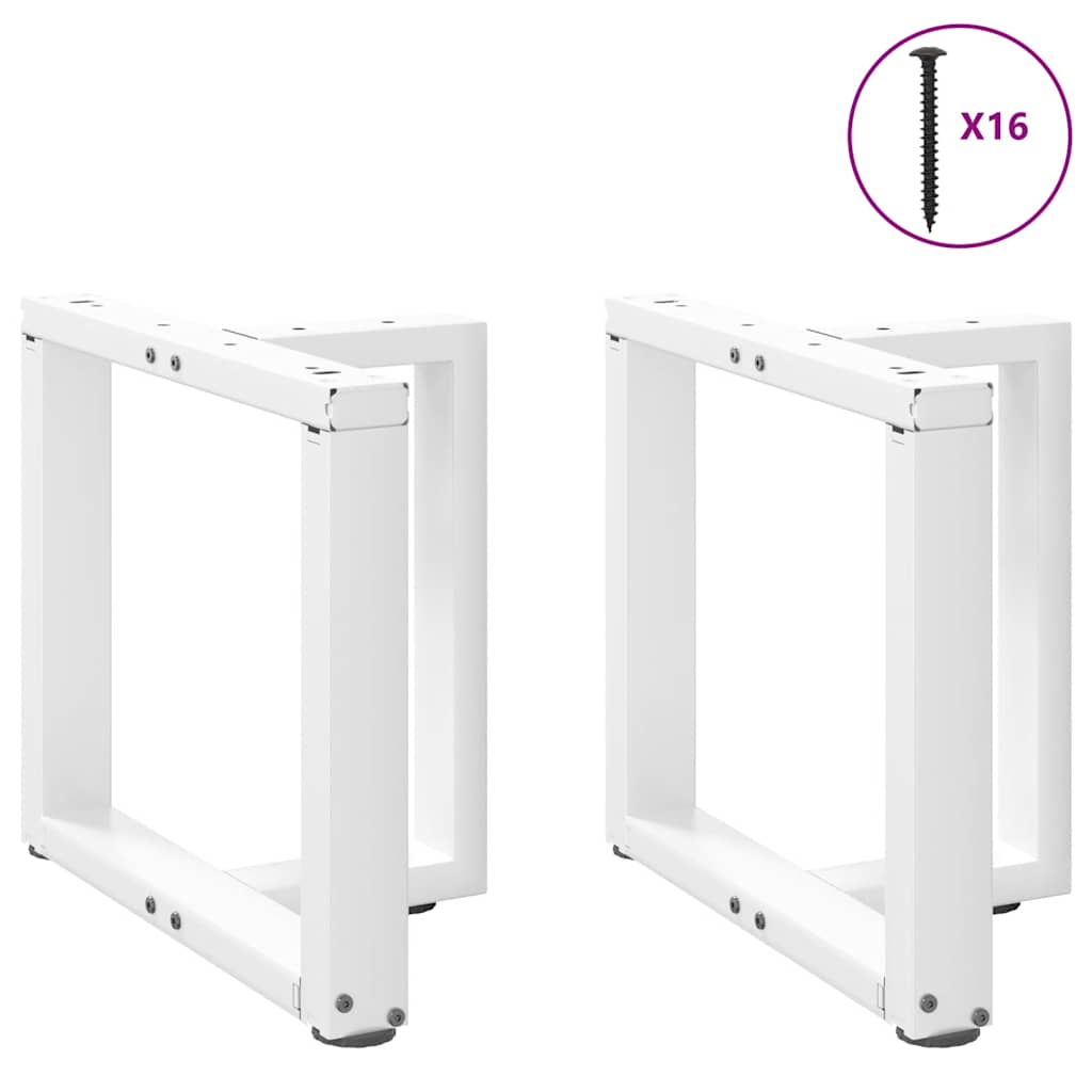 White Steel T-Shaped Coffee Table Legs, 2 pcs, Adjustable Height
