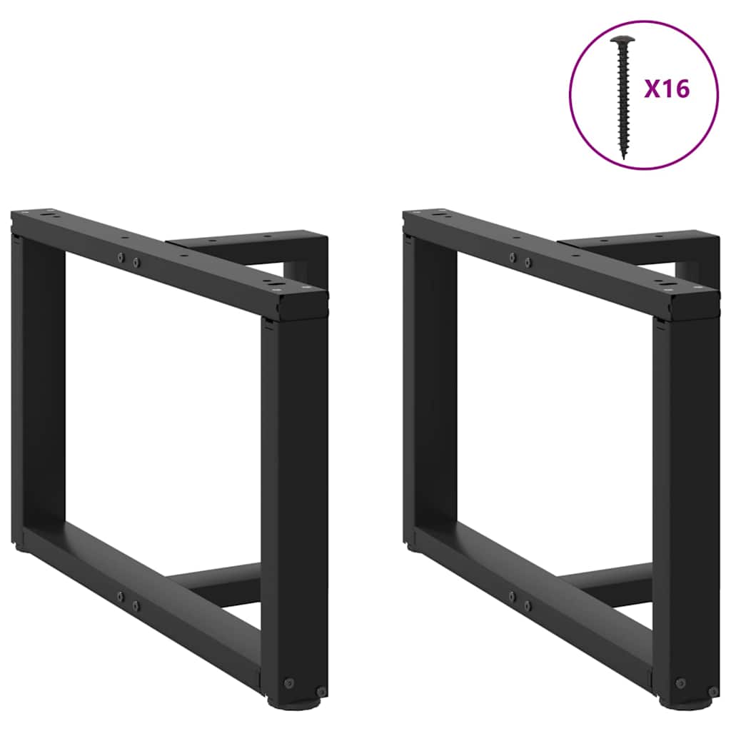 T-Shaped Black Steel Coffee Table Legs, Adjustable 70x25x(42-43) cm