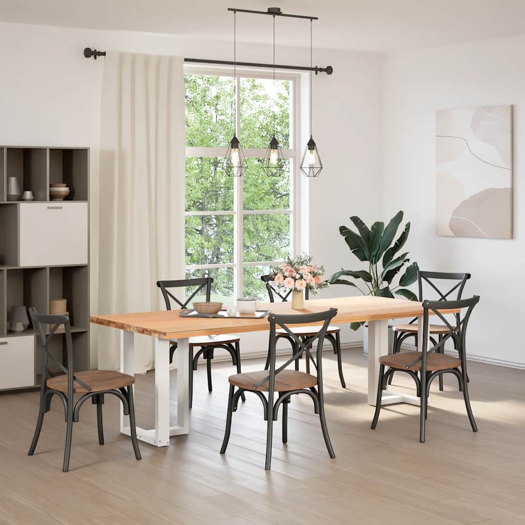 White Steel T-Shaped Dining Table Legs 2pcs Adjustable Height
