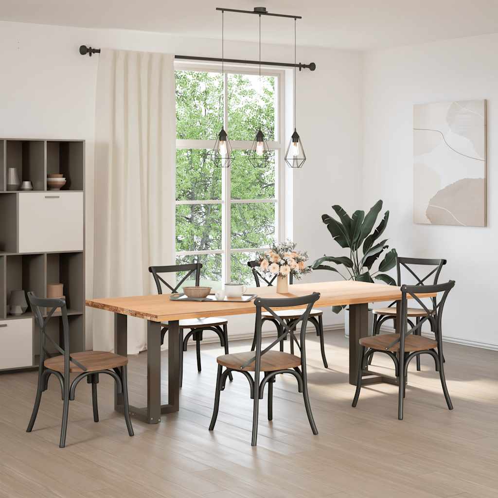 Adjustable Steel T-Shaped Dining Table Legs, Black, Set of 2
