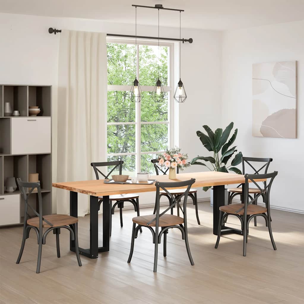 Black Steel T-Shaped Dining Table Legs - Adjustable 72-73 cm, 2 pcs