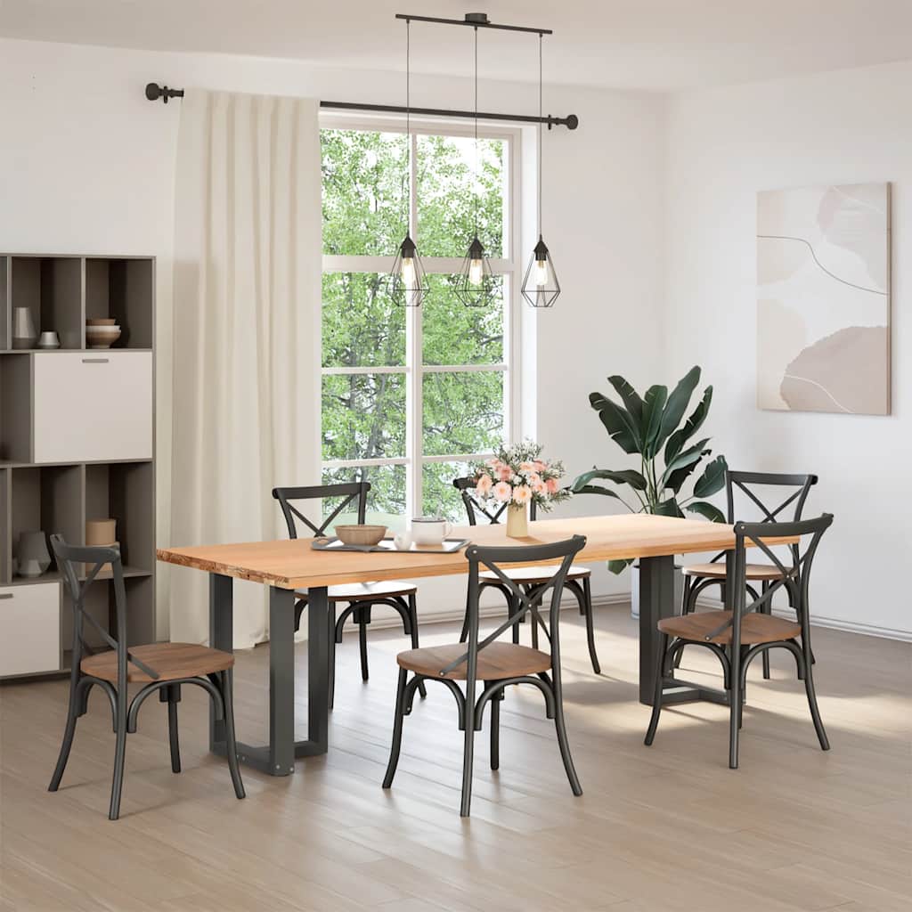 Anthracite Steel T-Shaped Dining Table Legs 2 pcs, Adjustable Height