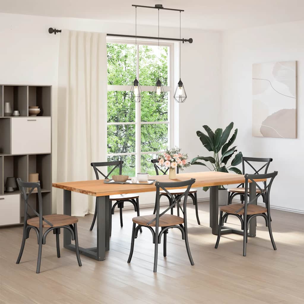 Anthracite Steel T-Shaped Dining Table Legs 2pcs, Adjustable 70x35x72-73cm