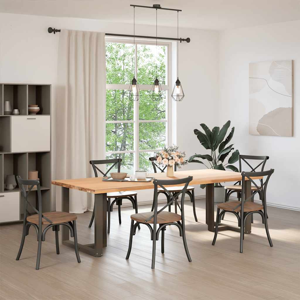 Black Steel T-Shaped Dining Table Legs 2pcs, Adjustable Height 72-73cm