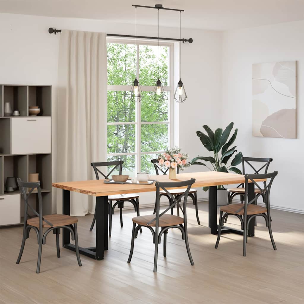 Adjustable T-Shaped Steel Dining Table Legs, Black, Set of 2