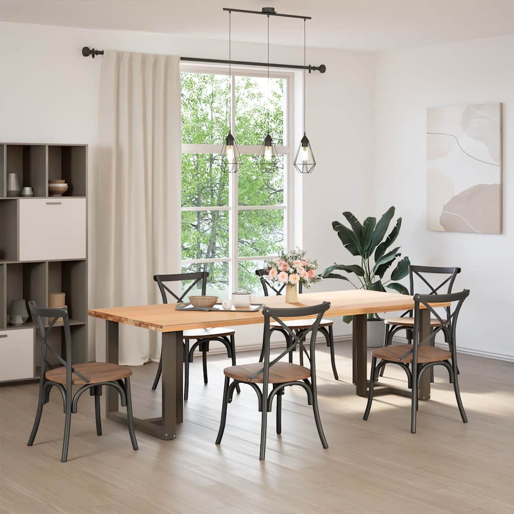 Black Steel T-Shaped Dining Table Legs, 2 pcs, Adjustable Height