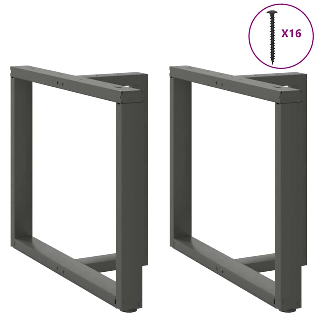 Anthracite Steel T-Shaped Dining Table Legs 2pcs, Adjustable 90x35 cm