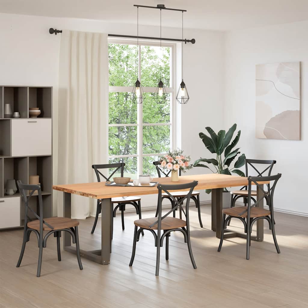 T-Shaped Steel Dining Table Legs, Black, Adjustable Height (2 pcs)