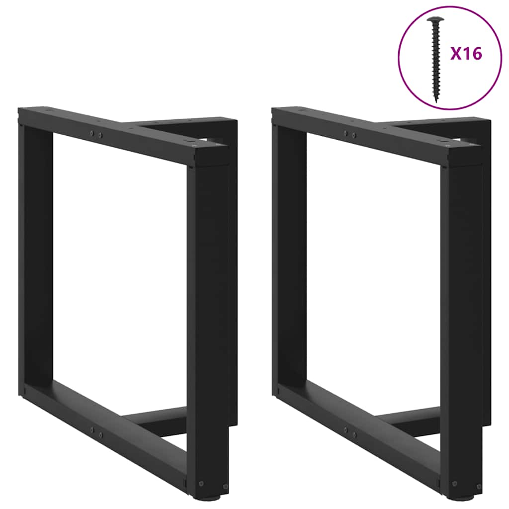 Black Steel T-Shaped Dining Table Legs 2pcs, Adjustable Height