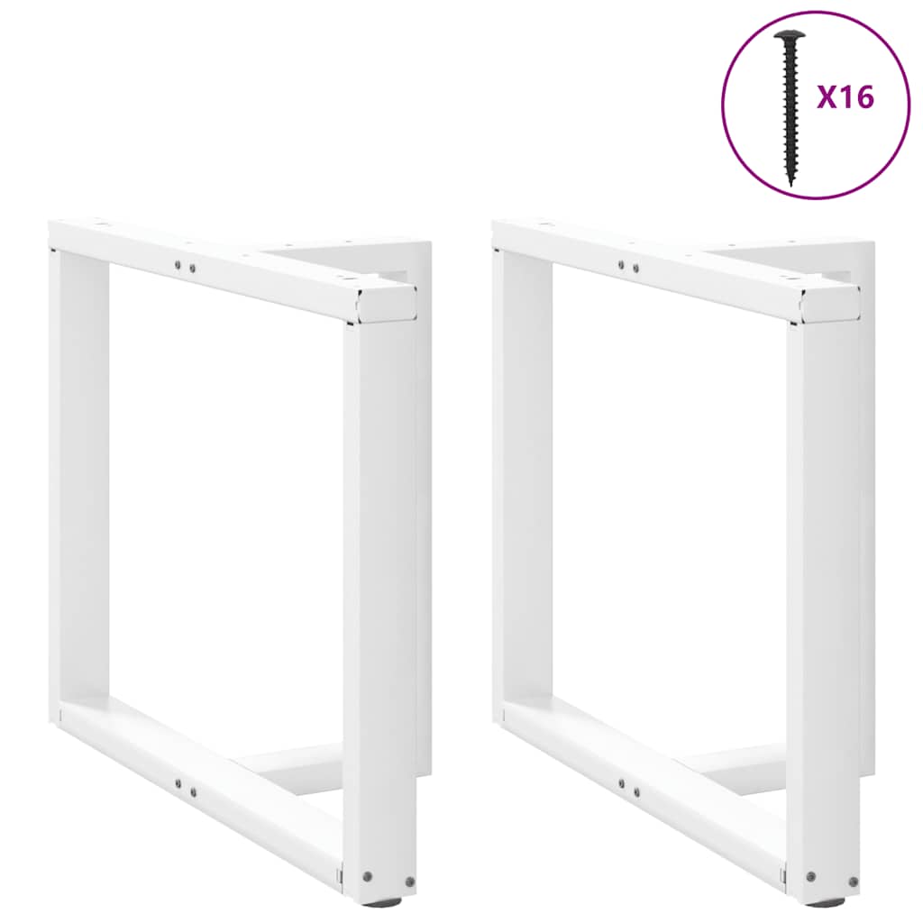 White T-Shaped Steel Dining Table Legs 2pcs, Adjustable Height 72-73 cm