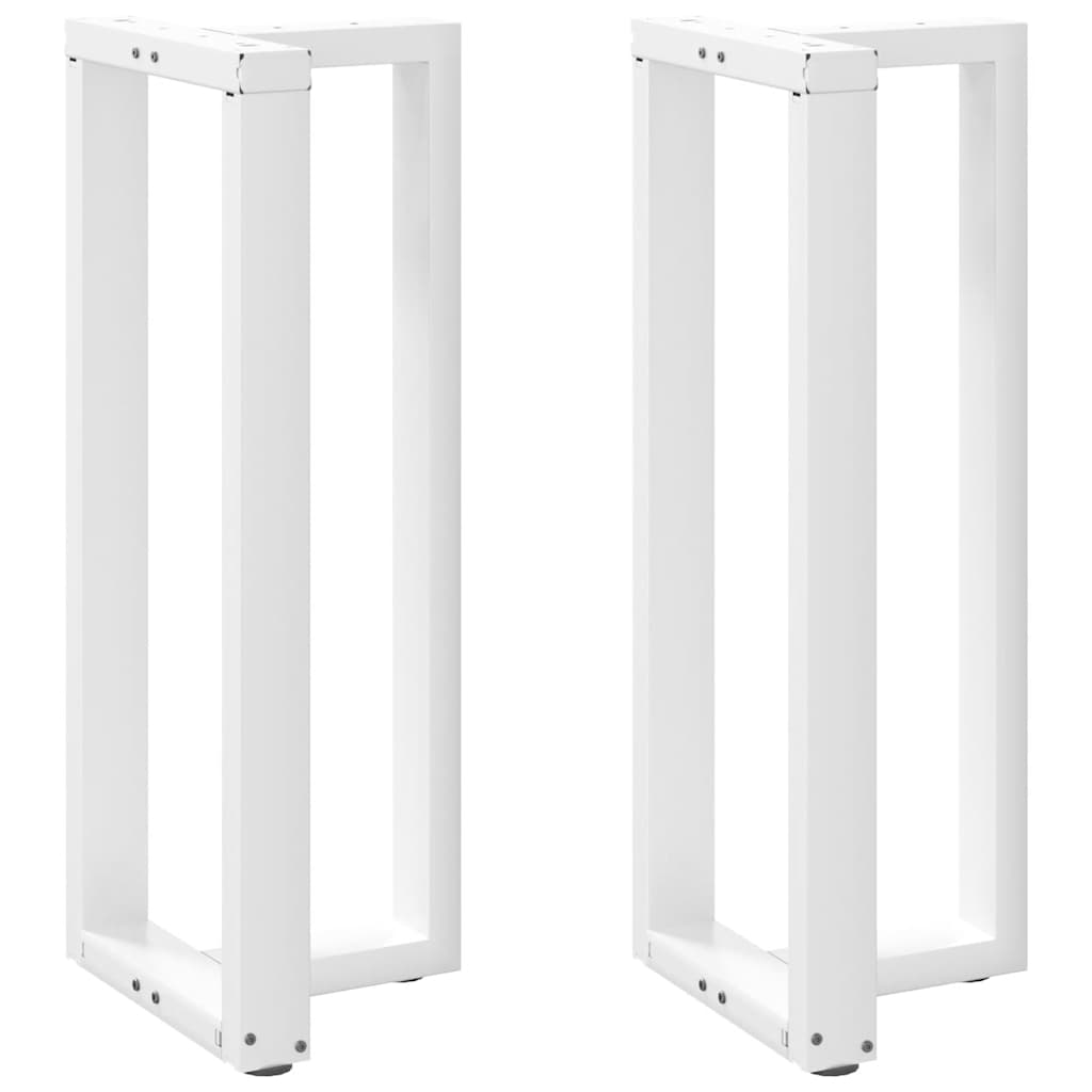 White T-Shaped Steel Bar Table Legs 2 pcs - Adjustable Height
