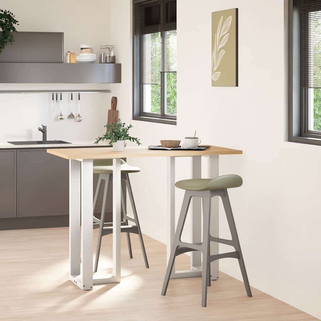 White T-Shaped Steel Bar Table Legs 2 pcs - Adjustable Height