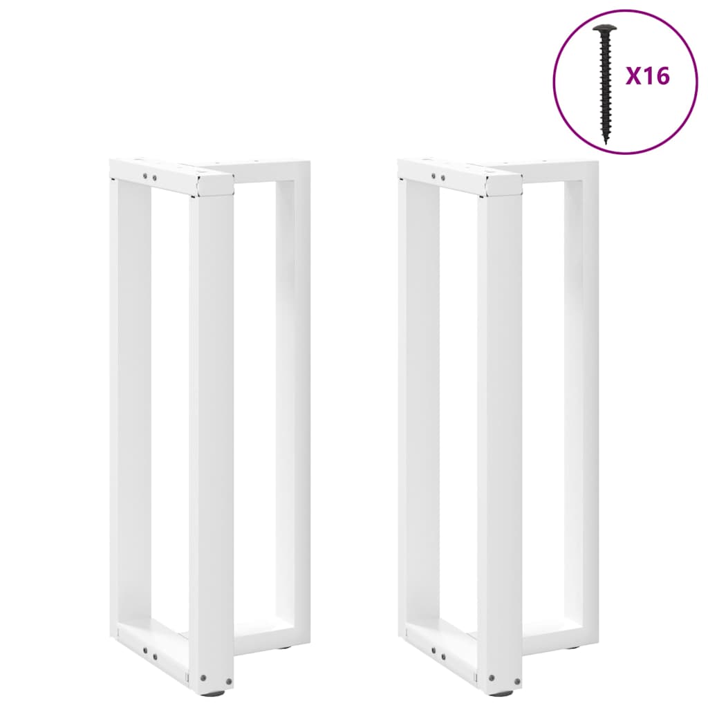 White T-Shaped Steel Bar Table Legs 2 pcs - Adjustable Height