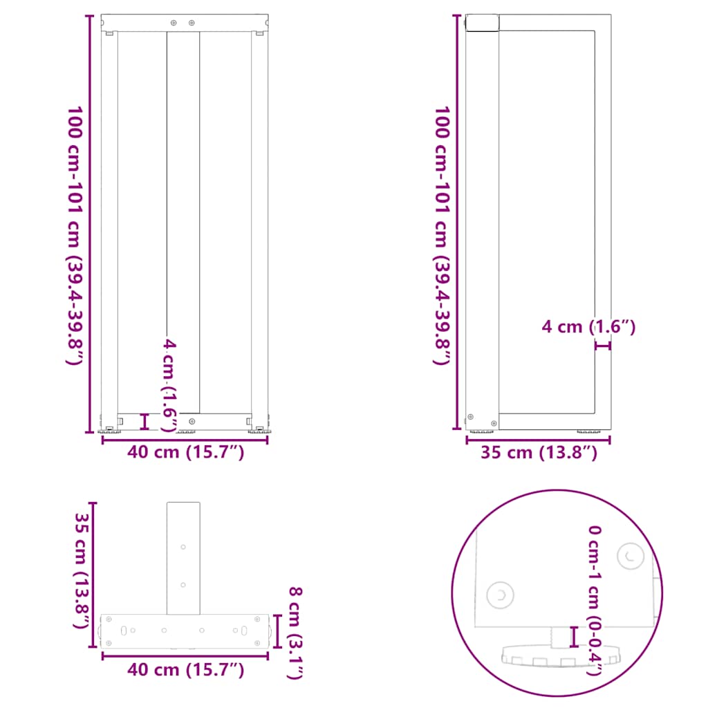Bar Table Legs T-Shaped 2 pcs Anthracite 40x35x(100-101) cm Steel