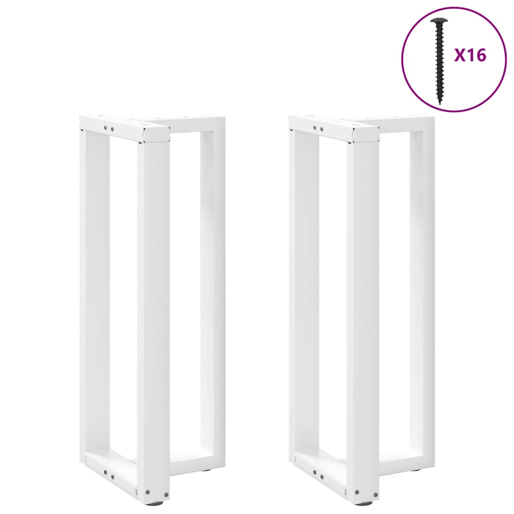 White Steel T-Shaped Bar Table Legs 2pcs, Adjustable Height, 50x35 cm