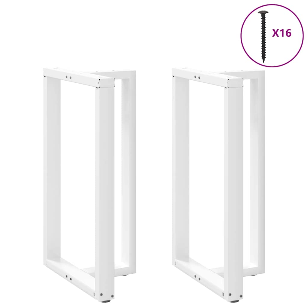 T-Shaped White Steel Bar Table Legs 2pcs, Adjustable 60x35x100-101cm
