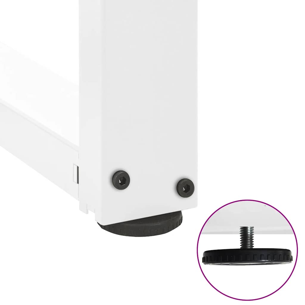 T-Shaped White Steel Bar Table Legs 2pcs, Adjustable 60x35x100-101cm