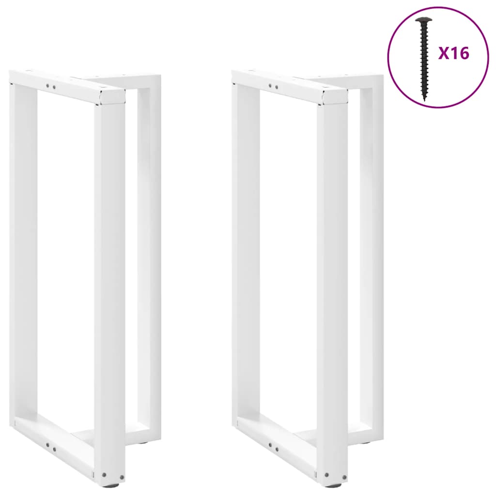 White Steel T-Shaped Bar Table Legs 2pcs, Adjustable Height, 60x35cm
