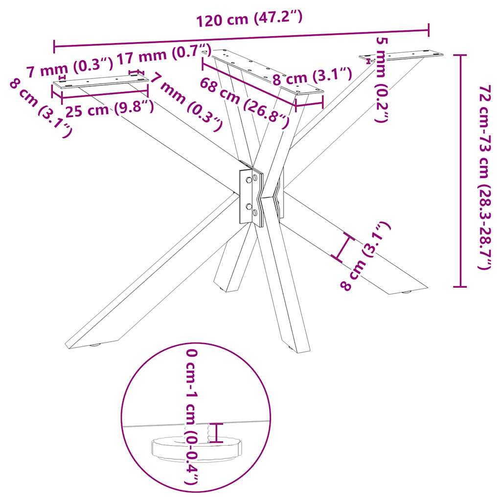Dining Table Leg Spider Shape Black 120x68x(72-73) cm Steel