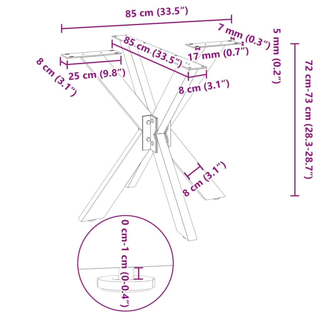 Dining Table Leg Spider Shape White 85x85x(72-73) cm Steel