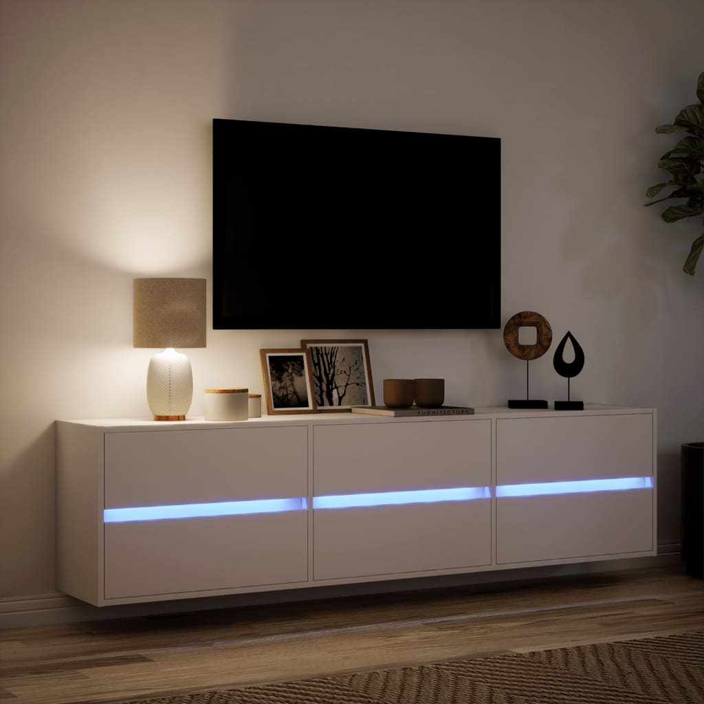 TV Wall Cabinet with LED White 180x31x45 cm