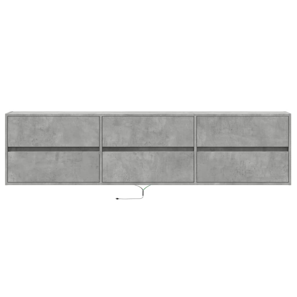 TV Wall Cabinet with LED Concrete Grey 180x31x45 cm