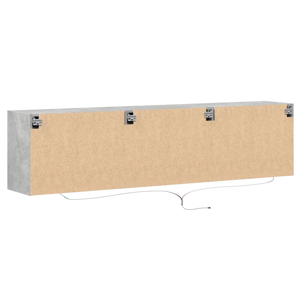 TV Wall Cabinet with LED Concrete Grey 180x31x45 cm