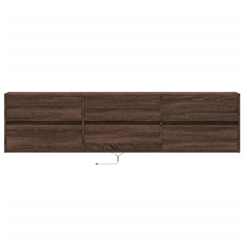 TV Wall Cabinet with LED Brown Oak 180x31x45 cm