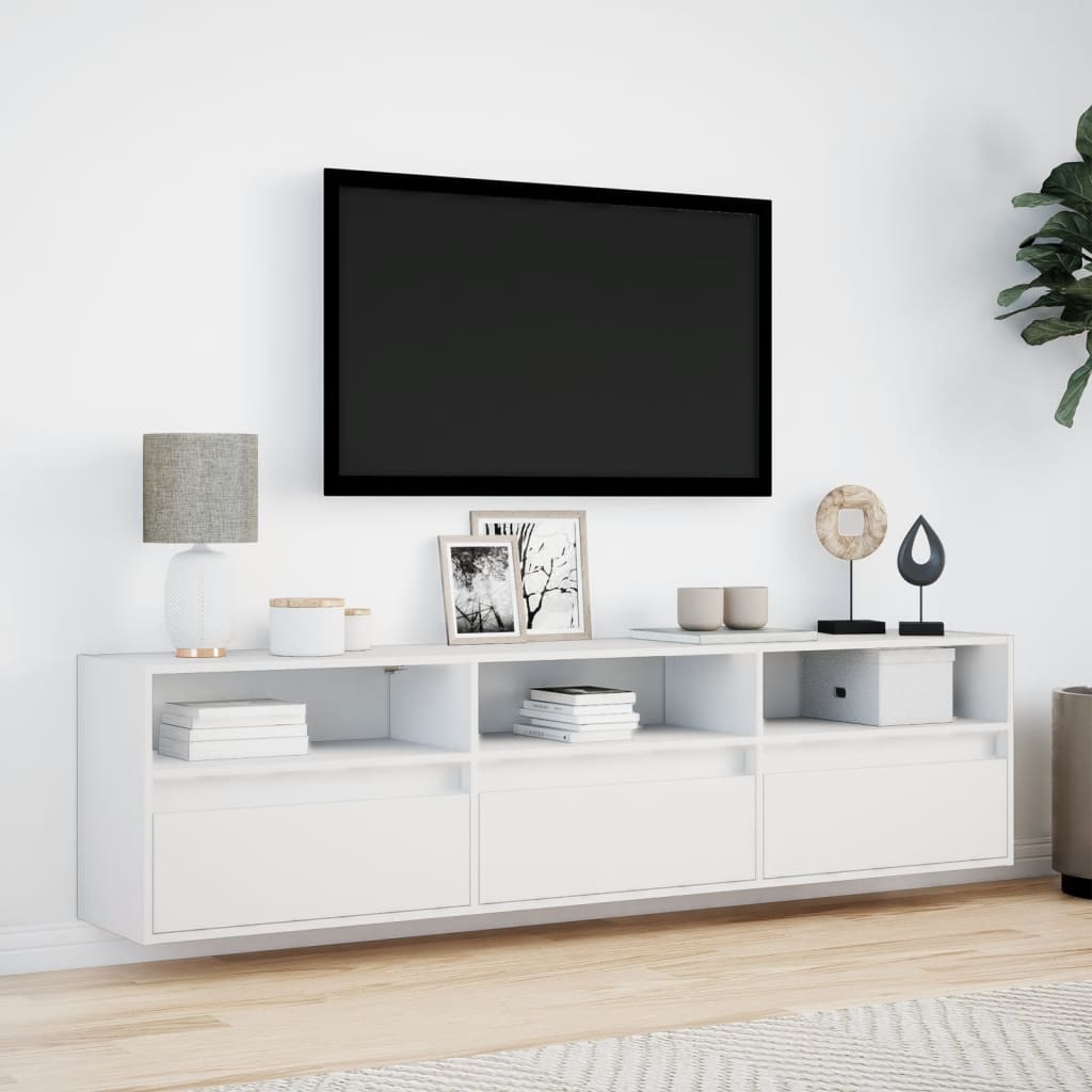 TV Wall Cabinet with LED White 180x31x45 cm