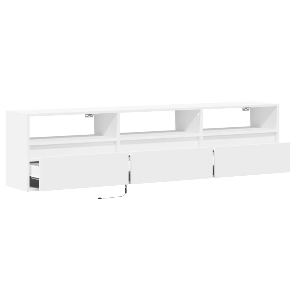 TV Wall Cabinet with LED White 180x31x45 cm