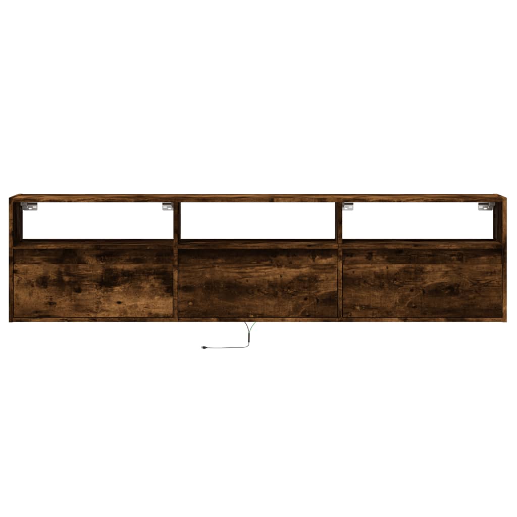 TV Wall Cabinet with LED Smoked Oak 180x31x45 cm