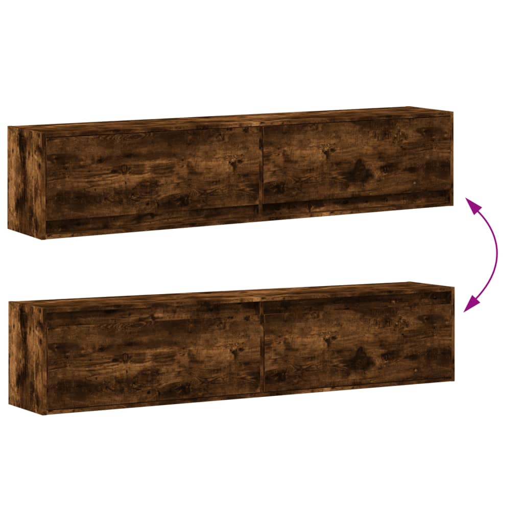 TV Wall Cabinet with LED Smoked Oak 180x31x38 cm