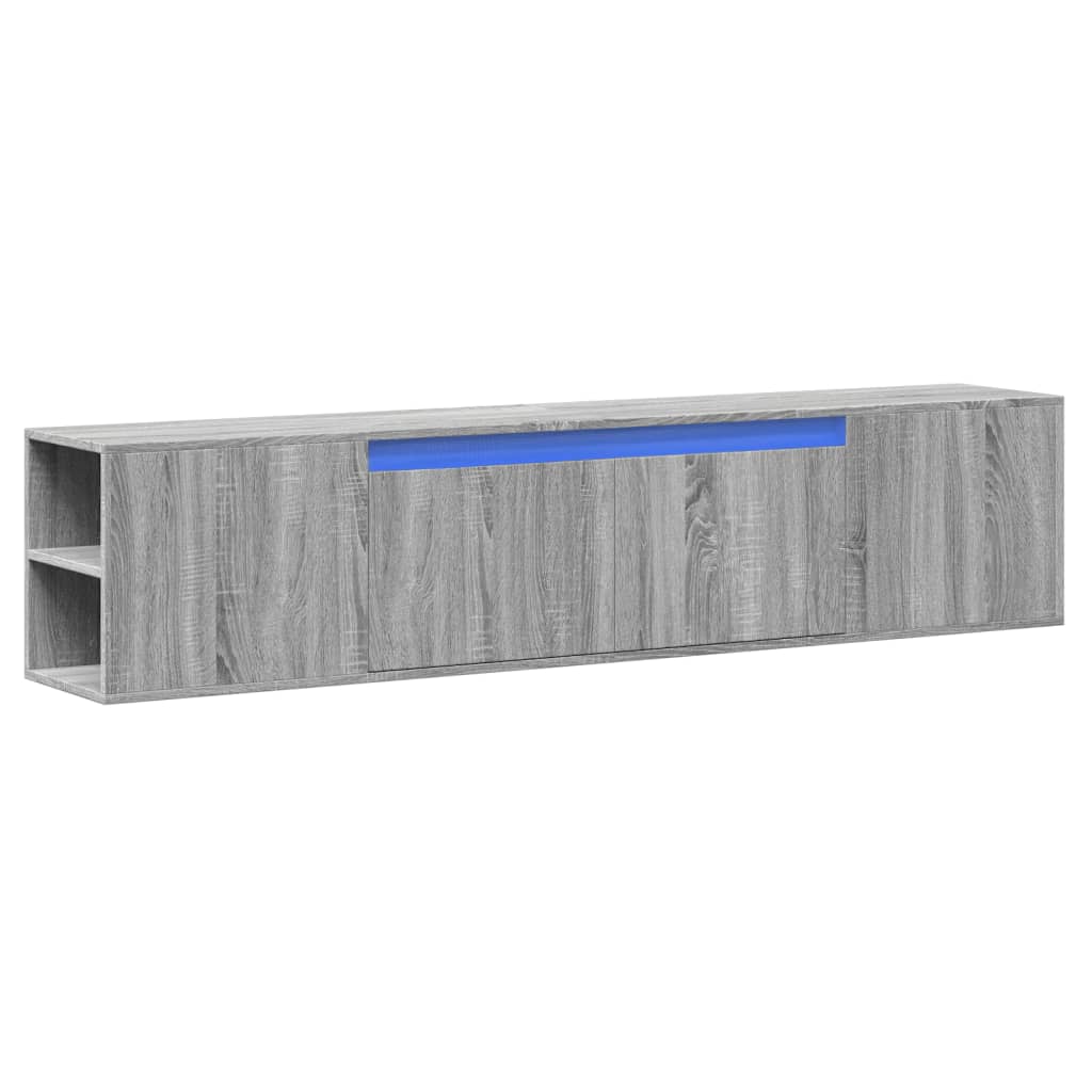 TV Wall Cabinet with LED Grey Sonoma 180x31x39.5 cm