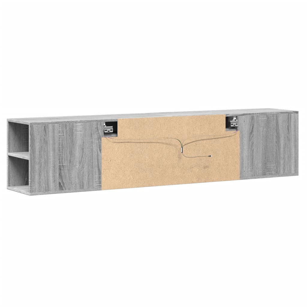 TV Wall Cabinet with LED Grey Sonoma 180x31x39.5 cm
