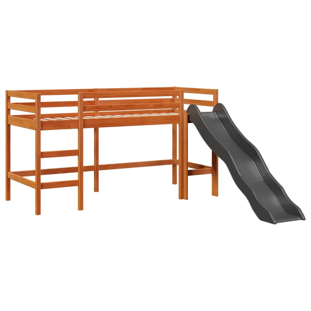 Solid Pine Wax Brown Kids' Loft Bed 80x200 cm (No Mattress)