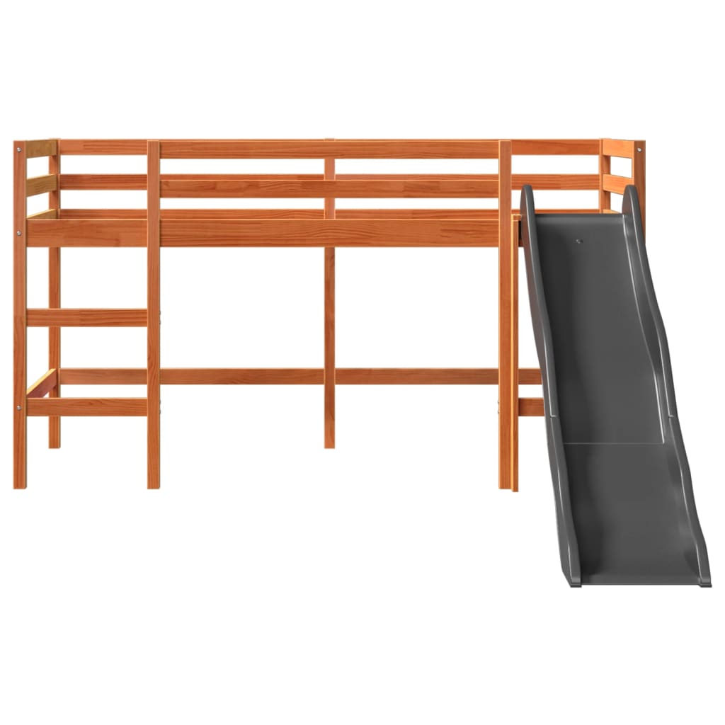 Solid Pine Wax Brown Kids' Loft Bed 80x200 cm (No Mattress)