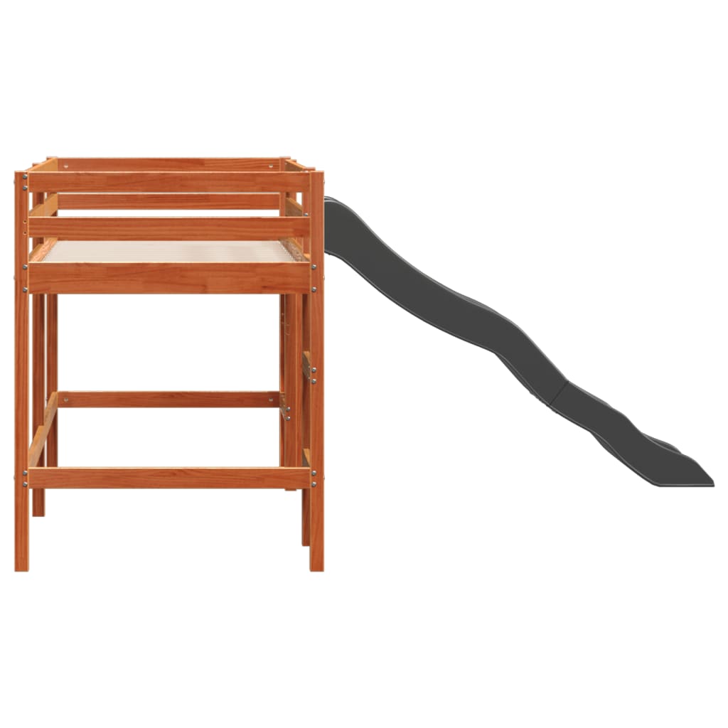 Solid Pine Wax Brown Kids' Loft Bed 80x200 cm (No Mattress)
