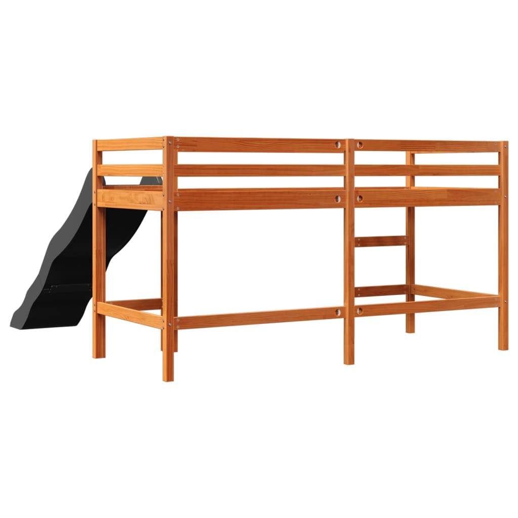 Solid Pine Wax Brown Kids' Loft Bed 80x200 cm (No Mattress)