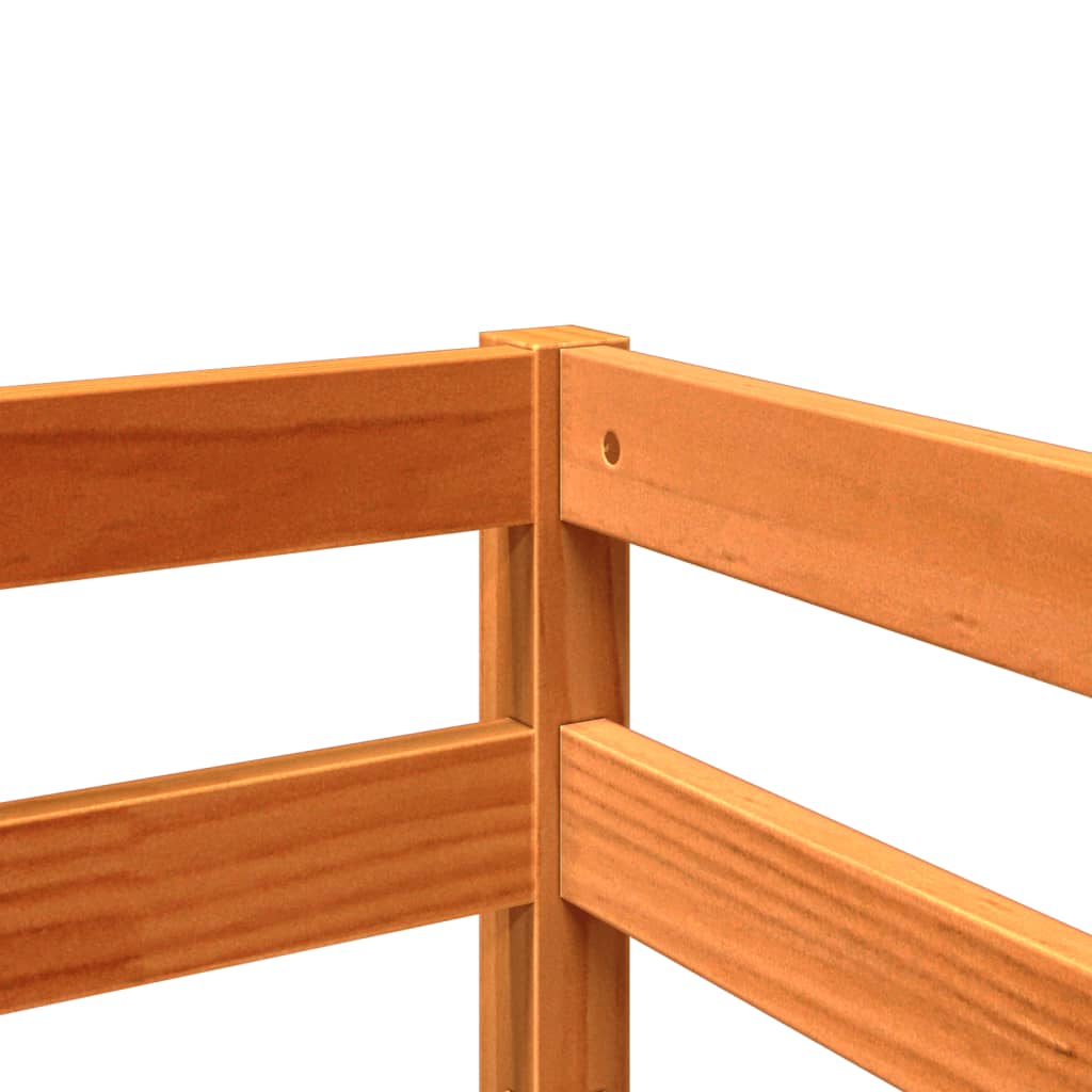 Solid Pine Wax Brown Kids' Loft Bed 80x200 cm (No Mattress)