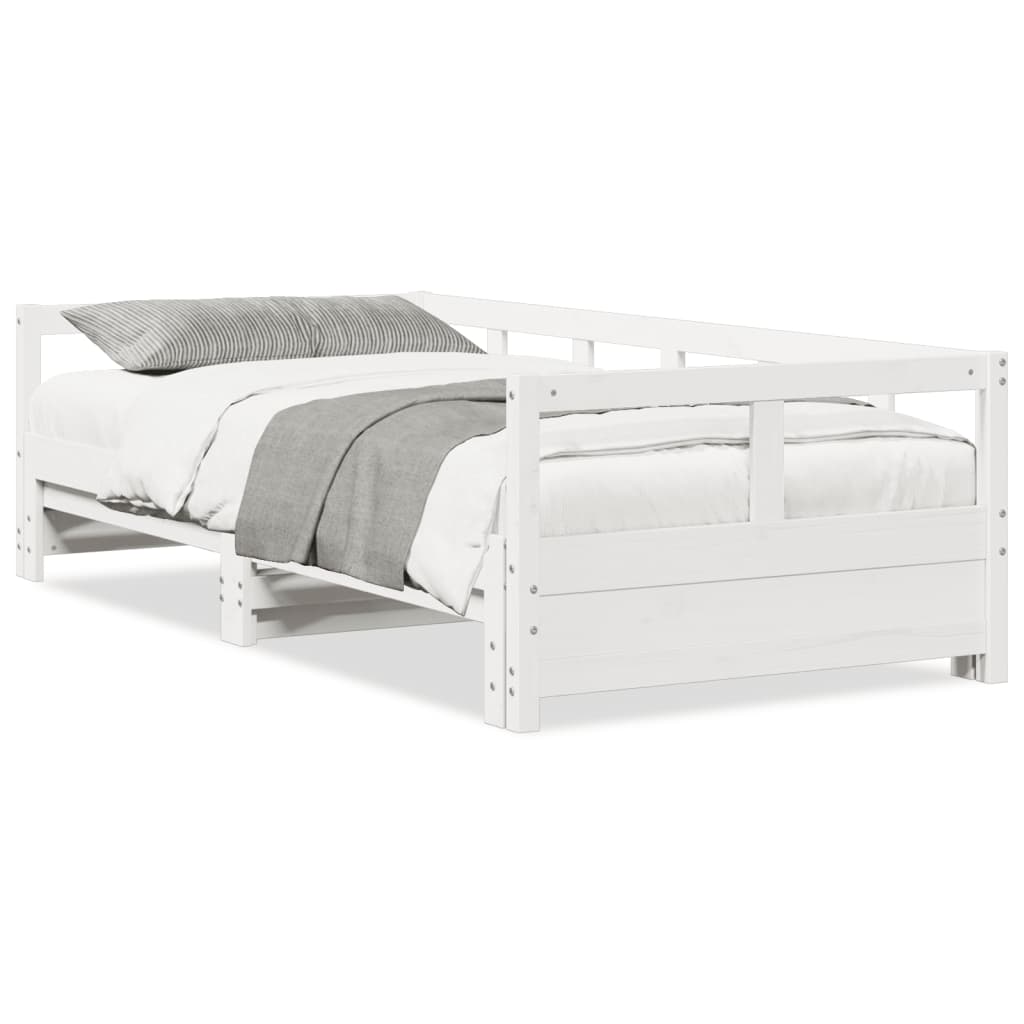 White Solid Pine Wood Daybed Frame 90x200 cm - No Mattress Included