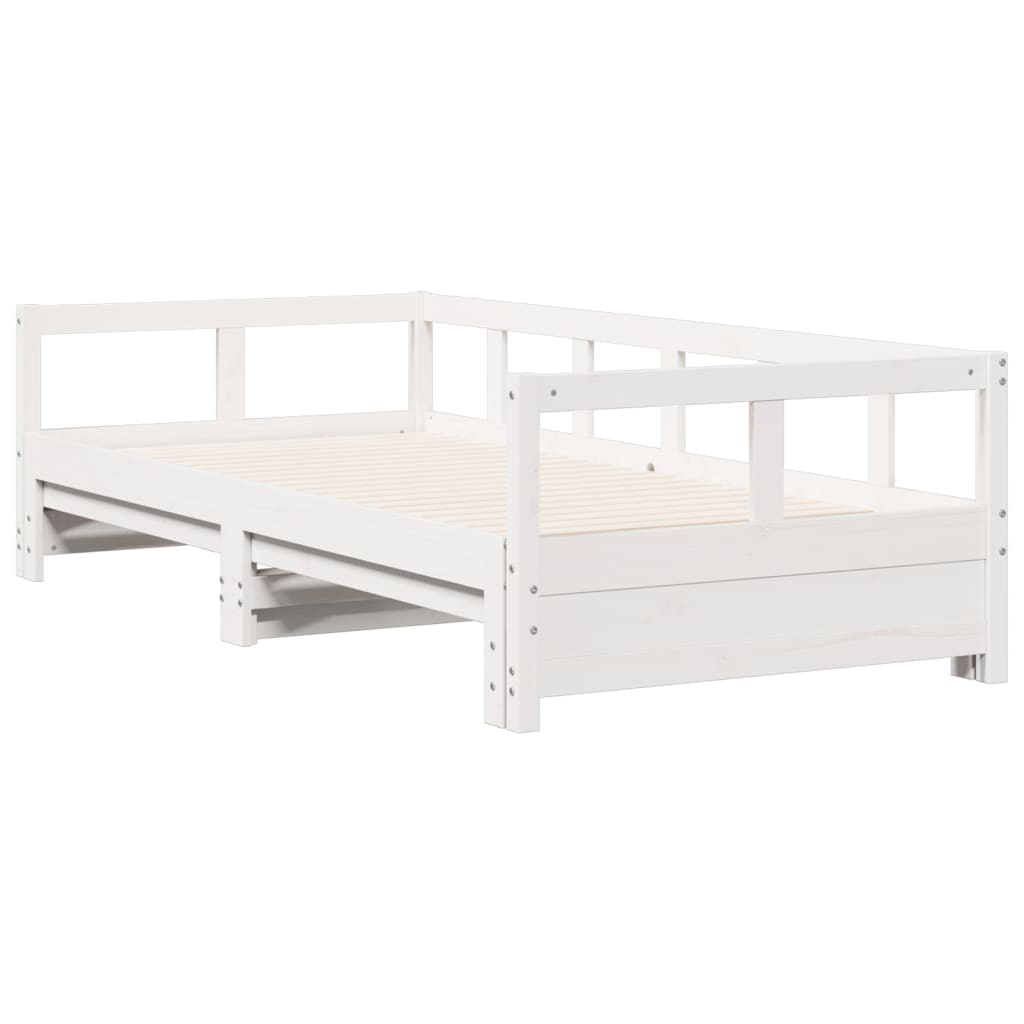 White Solid Pine Wood Daybed Frame 90x200 cm - No Mattress Included