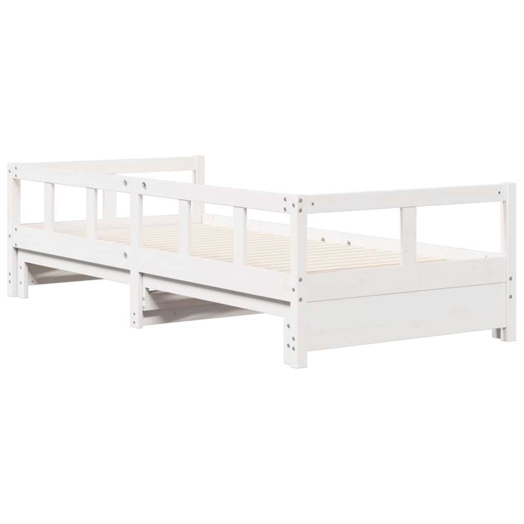 White Solid Pine Wood Daybed Frame 90x200 cm - No Mattress Included