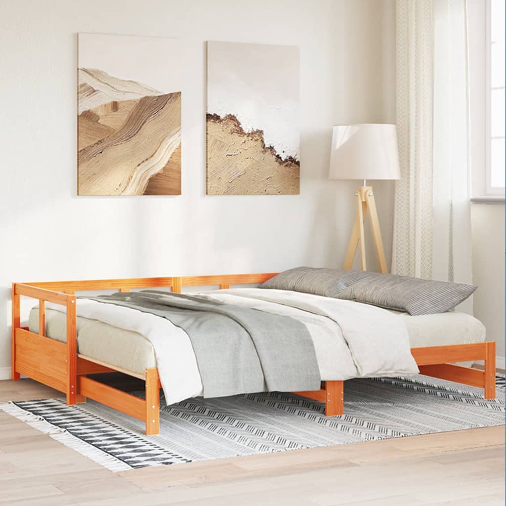 Wax Brown Solid Pine Daybed Frame 90x200 cm - No Mattress