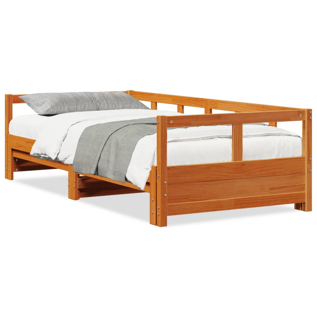 Solid Pine Daybed Frame Wax Brown 90x190 cm - No Mattress