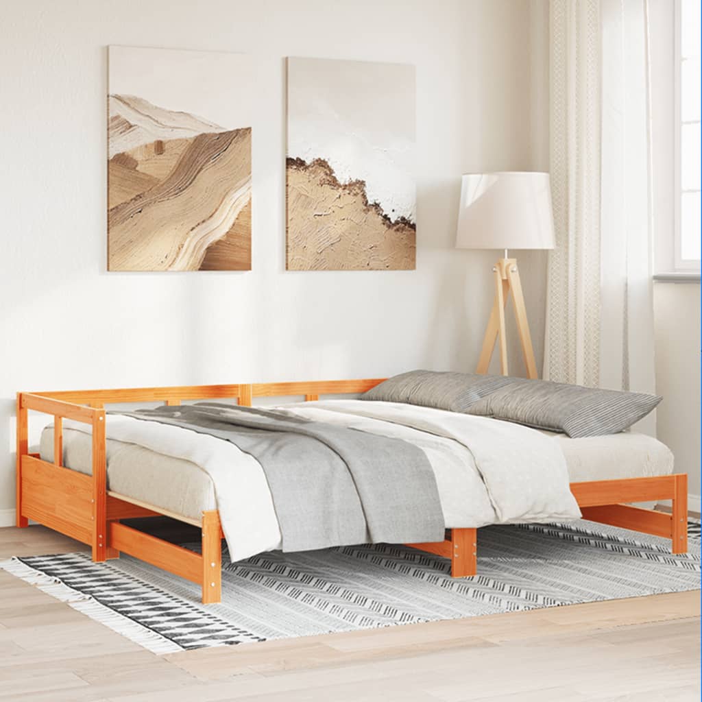 Solid Pine Daybed Frame Wax Brown 90x190 cm - No Mattress