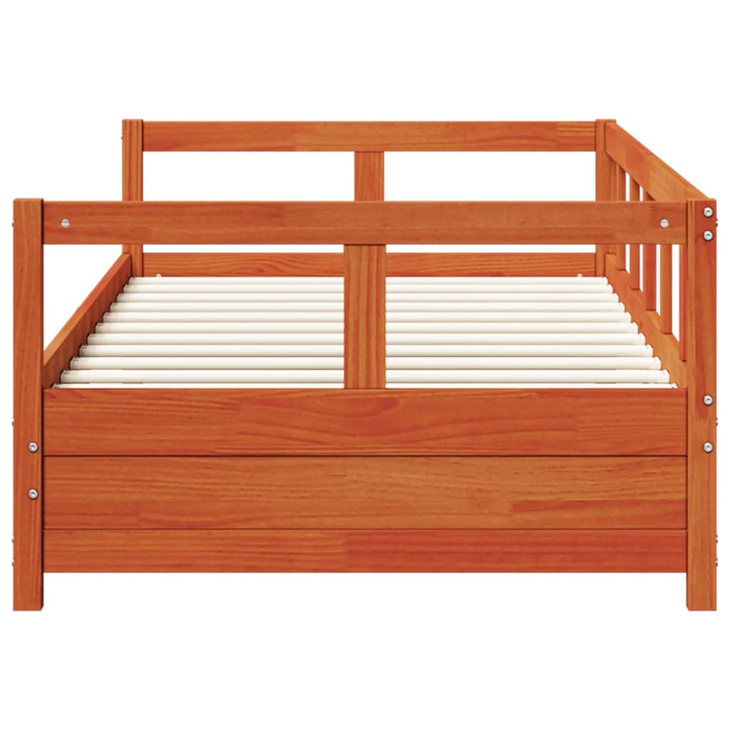 Solid Pine Daybed Frame, Wax Brown 80x200 cm - No Mattress