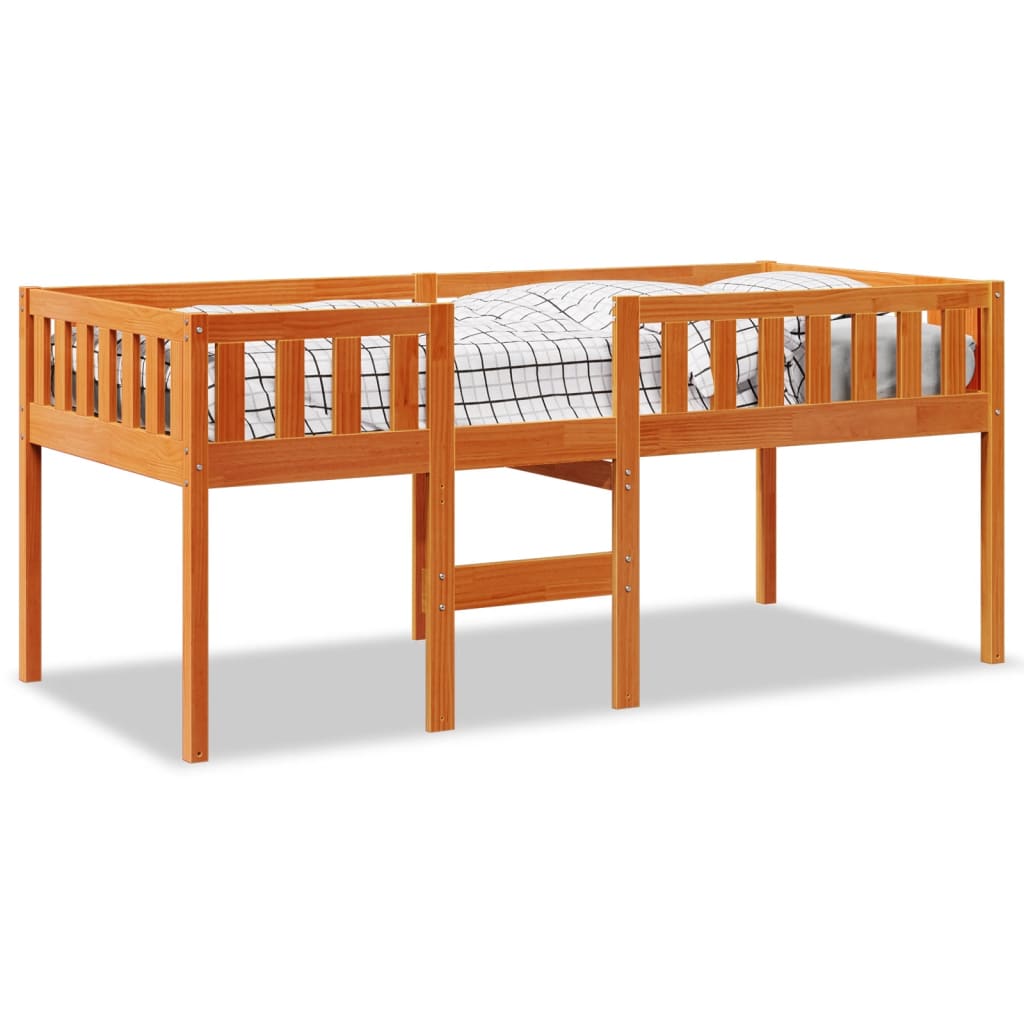 Solid Pine Wood Children's Bed 90x190 cm - Wax Brown Finish